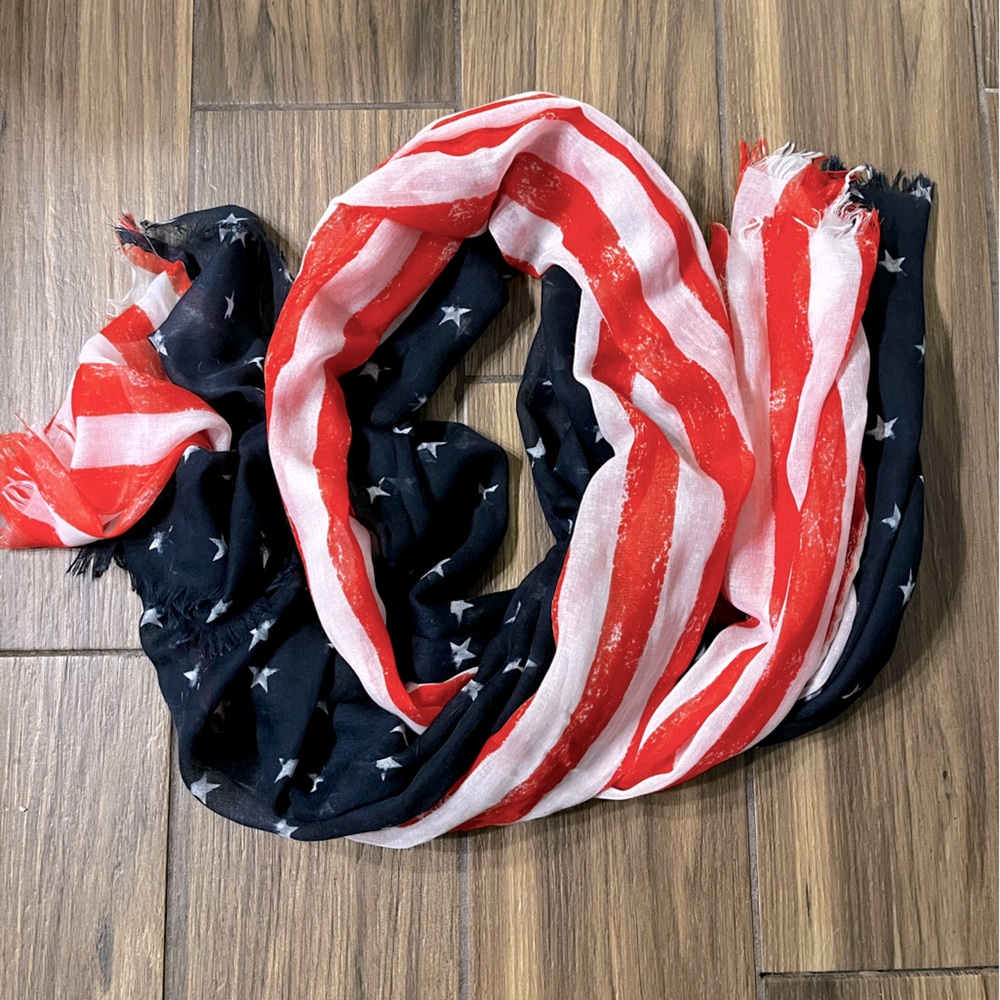 USA | Sheer American Flag Scarf | Red/White/Blue